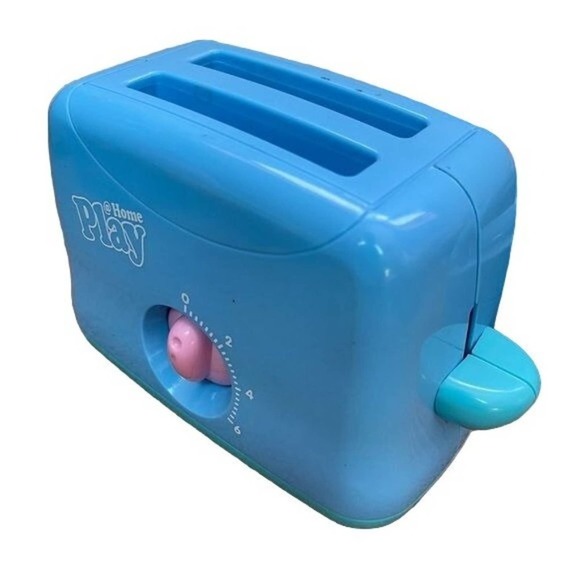 Play at Home Coffee Maker Toaster Blue Plastic Set Frother Cup Kitchen Toy - Picture 5 of 12